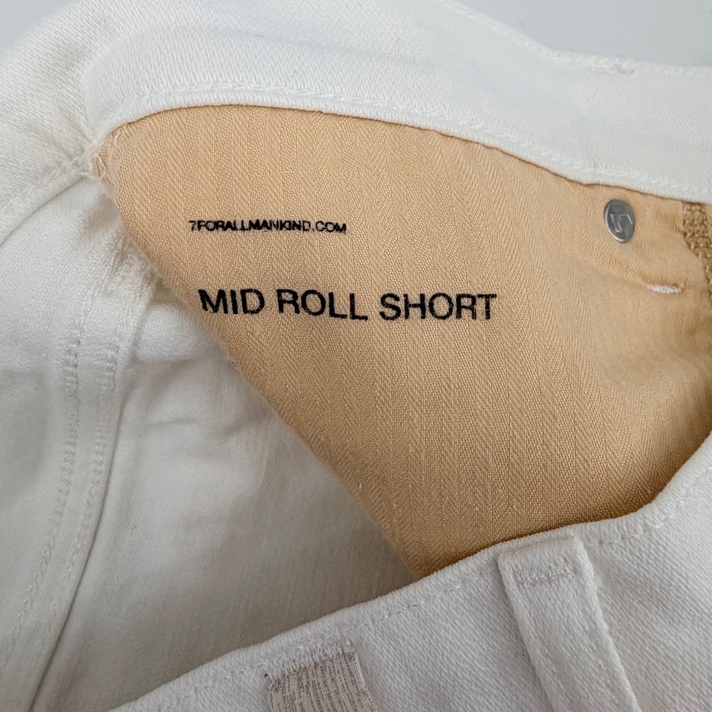 7 For All Mankind Denim Shorts Womens 29 White Mid Roll Cuffed Summer Casual - Picture 4 of 10
